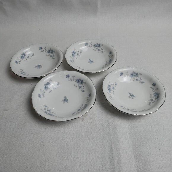Set Of 4 Johann Haviland Bavaria Germany Blue Floral Fruit Dessert Bowls 5" VTG - Picture 1 of 7